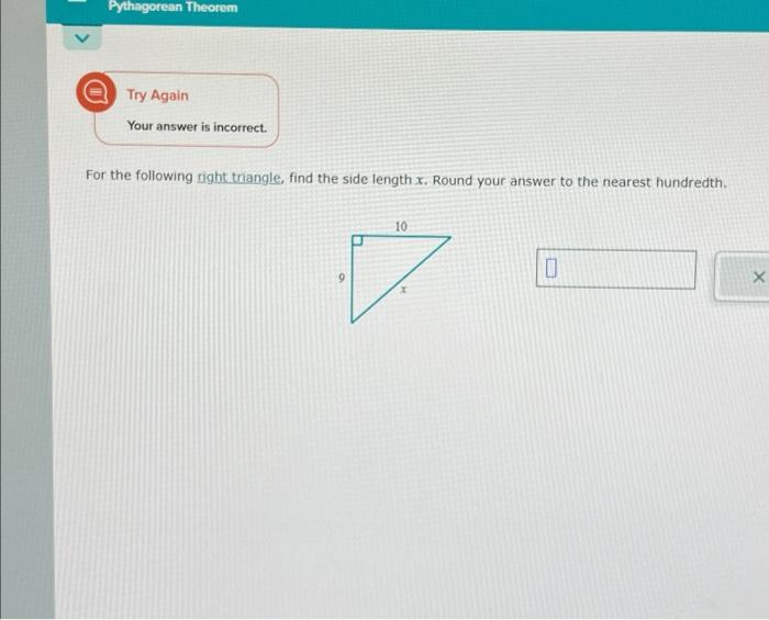 Solved For the following tight triangle, find the side | Chegg.com