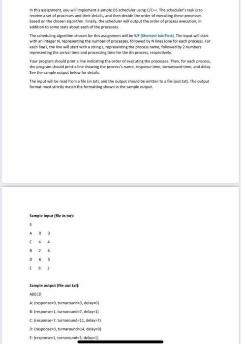 Solved In this assignment, you will implement a simple Os | Chegg.com