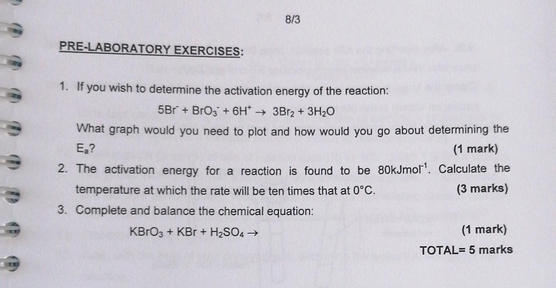 Solved PRE-LABORATORY EXERCISES: 1. If You Wish To Determine | Chegg.com