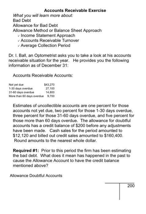 Solved Accounts Receivable Exercise What you will learn more | Chegg.com