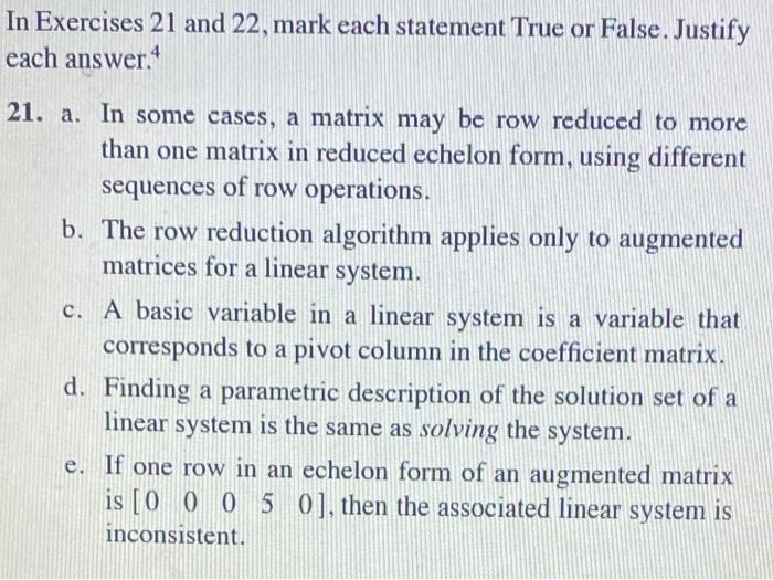 Solved In Exercises 21 and 22 mark each statement True or Chegg