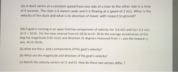 Solved Q3) A duck swims at a constant speed from one side of | Chegg.com