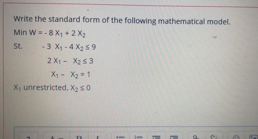 Solved Write the standard form of the following mathematical | Chegg.com