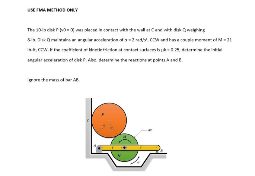 Solved USE FMA METHOD ONLY The 10-lb disk P (v0 = 0) was | Chegg.com
