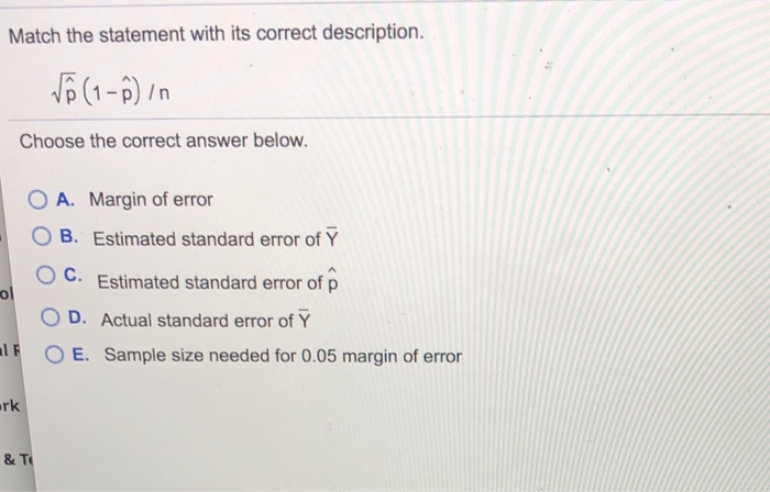 Solved Match The Statement With Its Correct Description Chegg Com