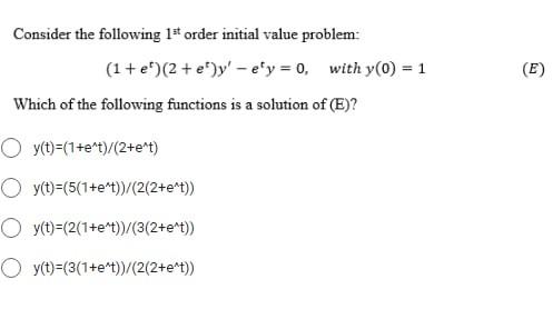 Solved Consider the following 1* order initial value | Chegg.com