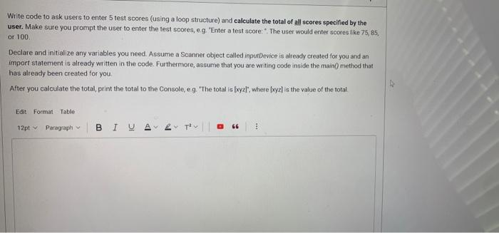 Solved Write code to ask users to enter 5 test scores (using | Chegg.com