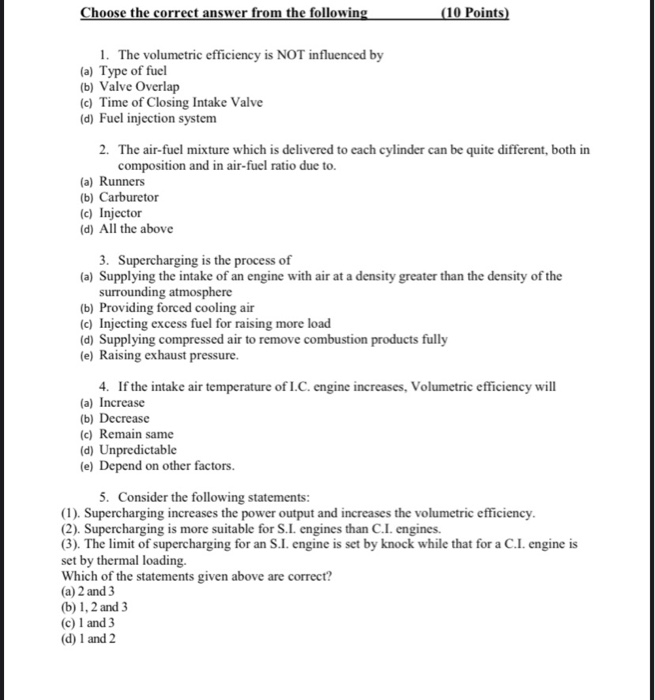 Solved Choose the correct answer from the following (10 | Chegg.com