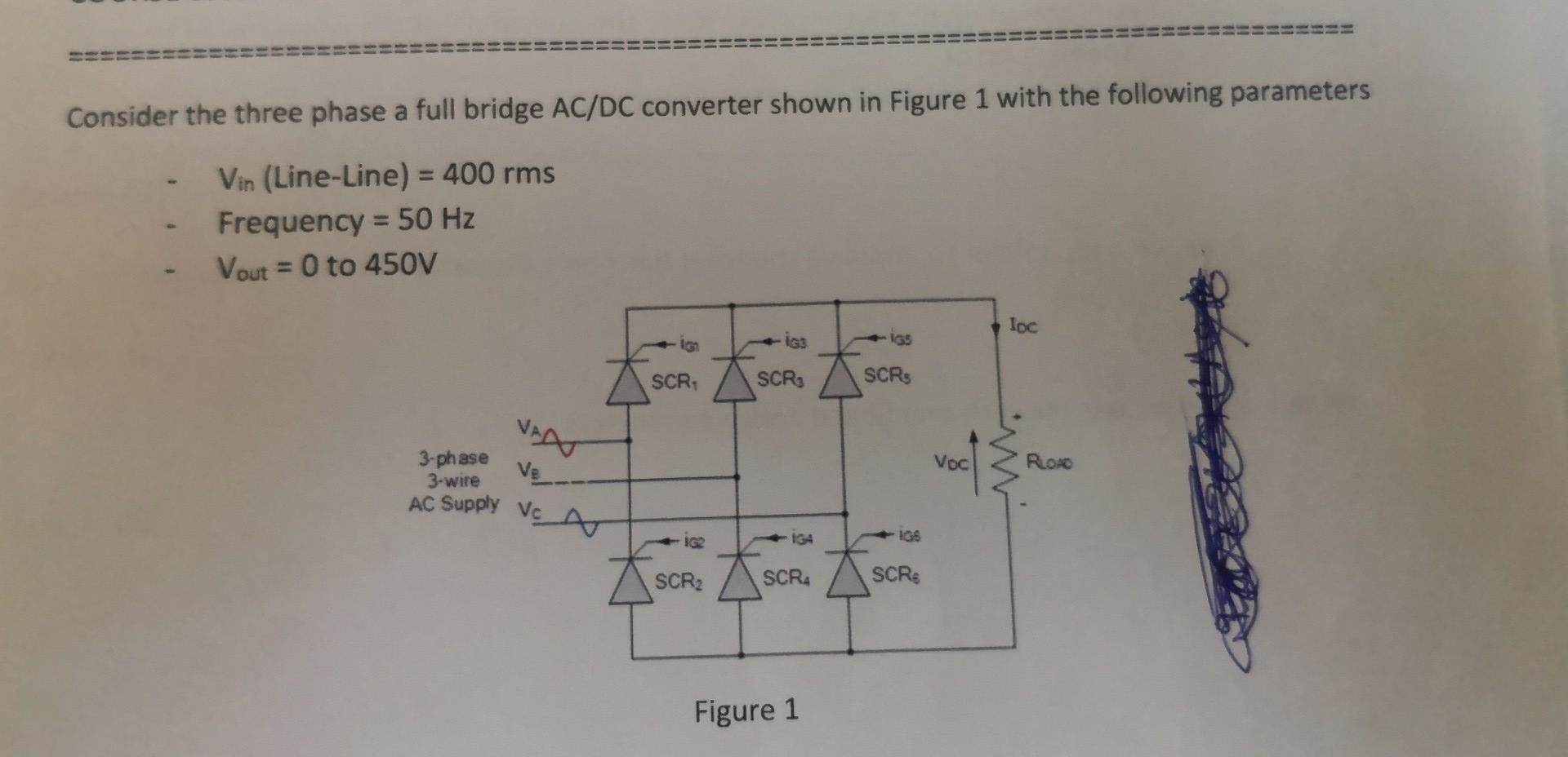 Consider the three phase a full bridge AC/DC | Chegg.com