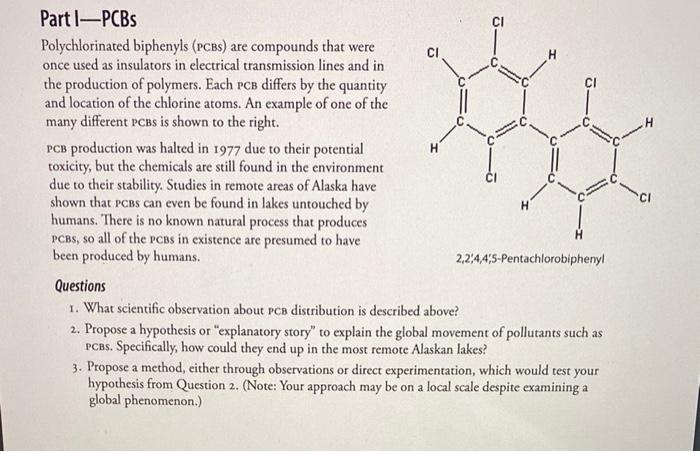 Solved Part Pcbs Polychlorinated Biphenyls Pcbs Are