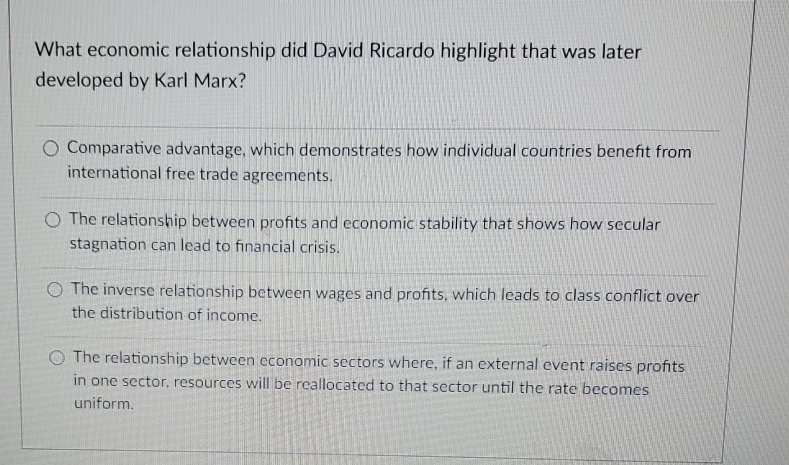 Solved What economic relationship did David Ricardo | Chegg.com
