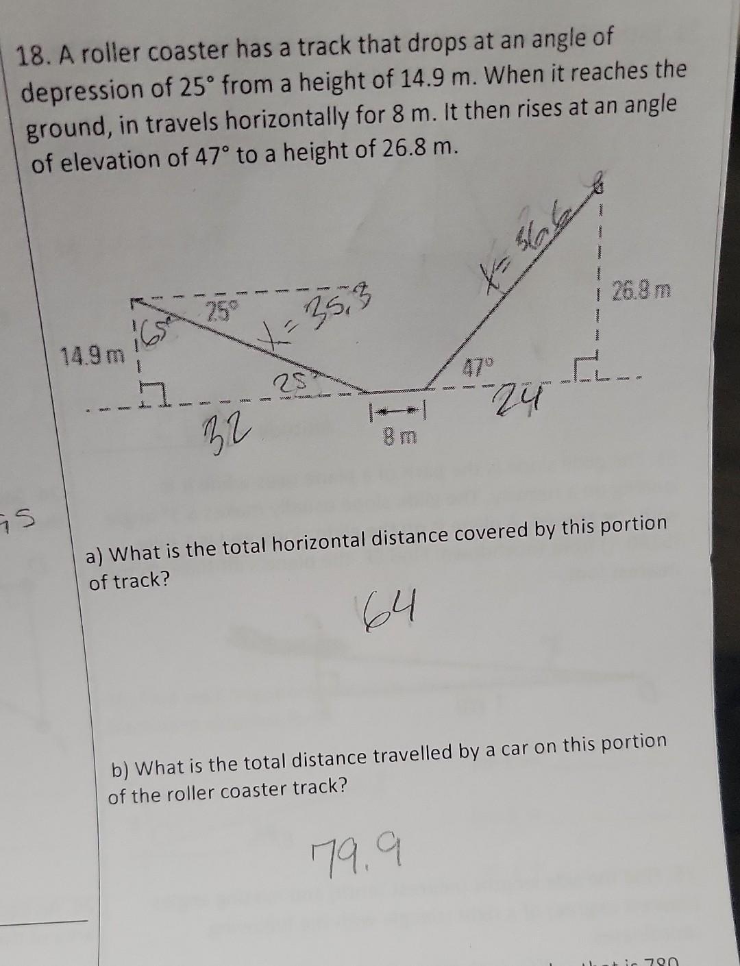 Solved 18. A roller coaster has a track that drops at an Chegg