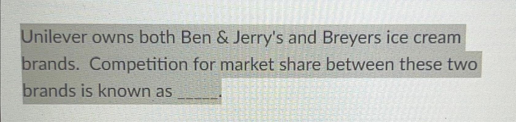 Solved Unilever owns both Ben & Jerry's and Breyers ice | Chegg.com