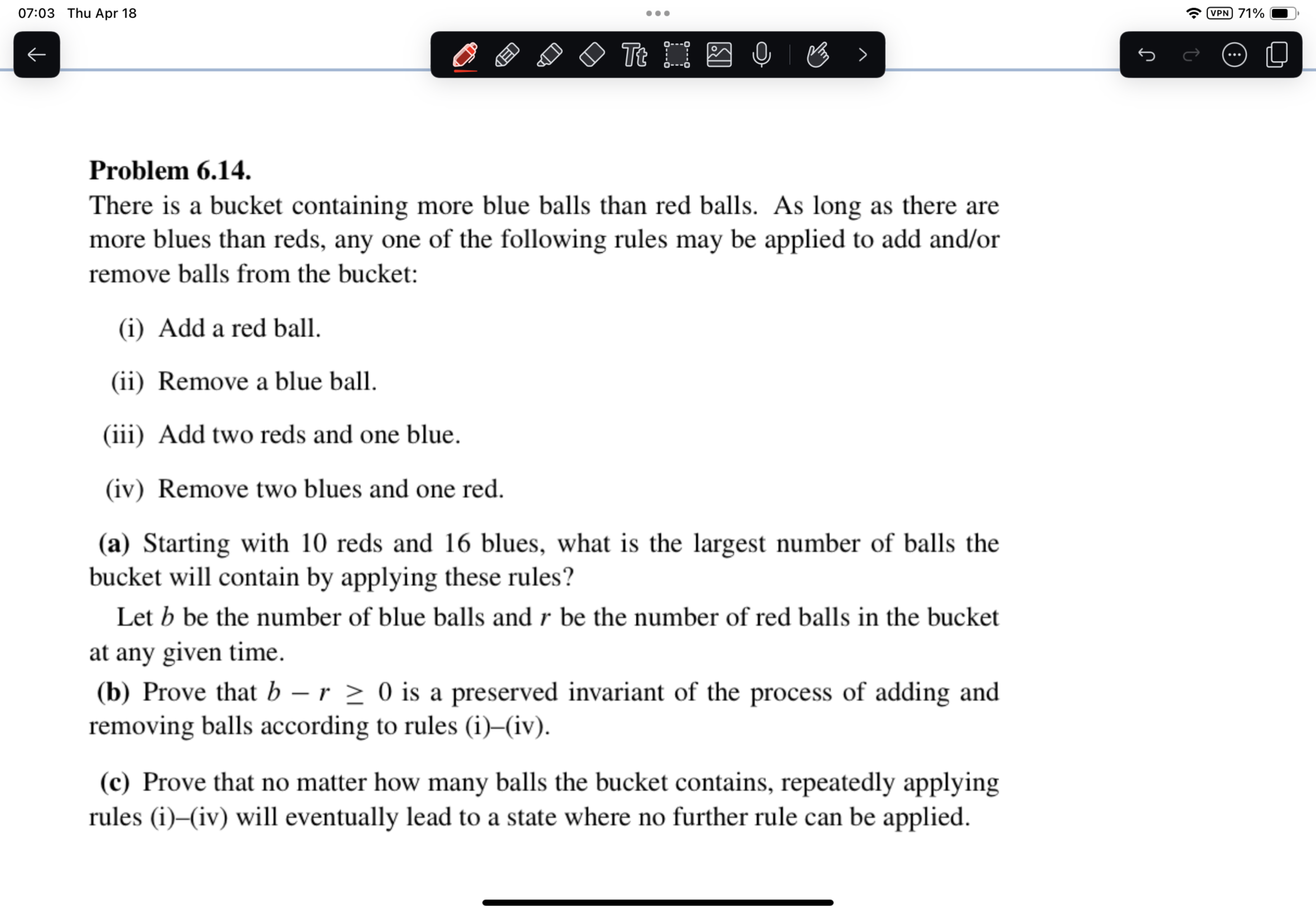 Solved Problem 6.14.There is a bucket containing more blue | Chegg.com