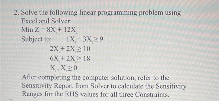 Solved 2. Solve the following linear programming problem | Chegg.com