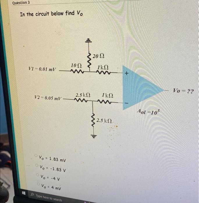 Solved In the circuit below find V0 | Chegg.com