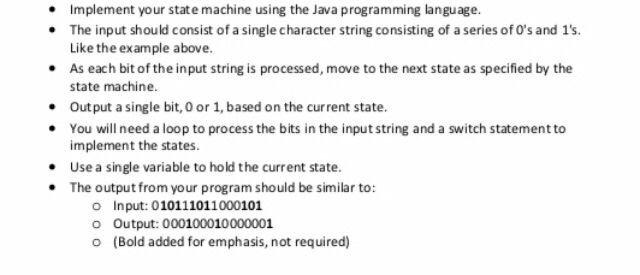 Solved Implement your state machine using the Java | Chegg.com