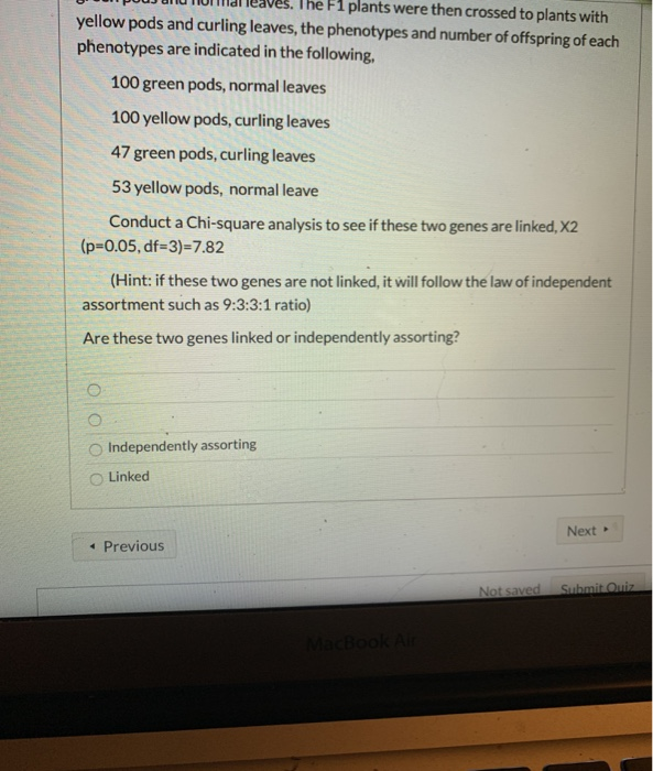 Solved 17. A trait in garden peas involves the curling of