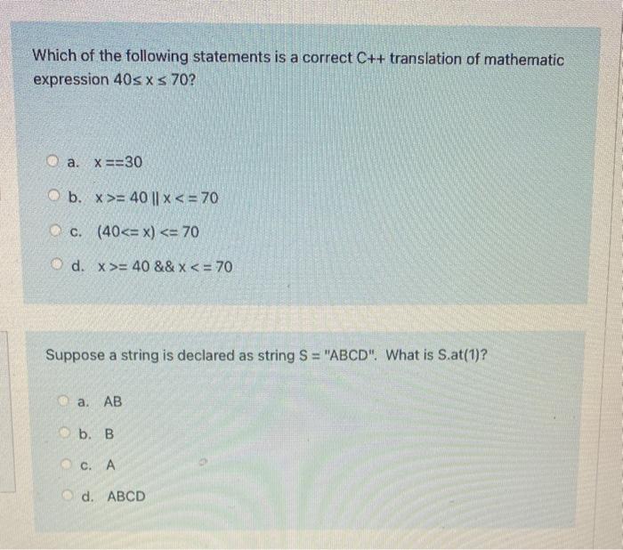 Solved Which of the following statements is a correct C++ | Chegg.com