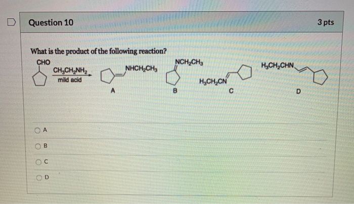Solved Question 10 3 pts What is the product of the | Chegg.com