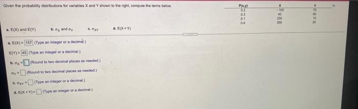 Solved Given the probability distributions for variables X | Chegg.com