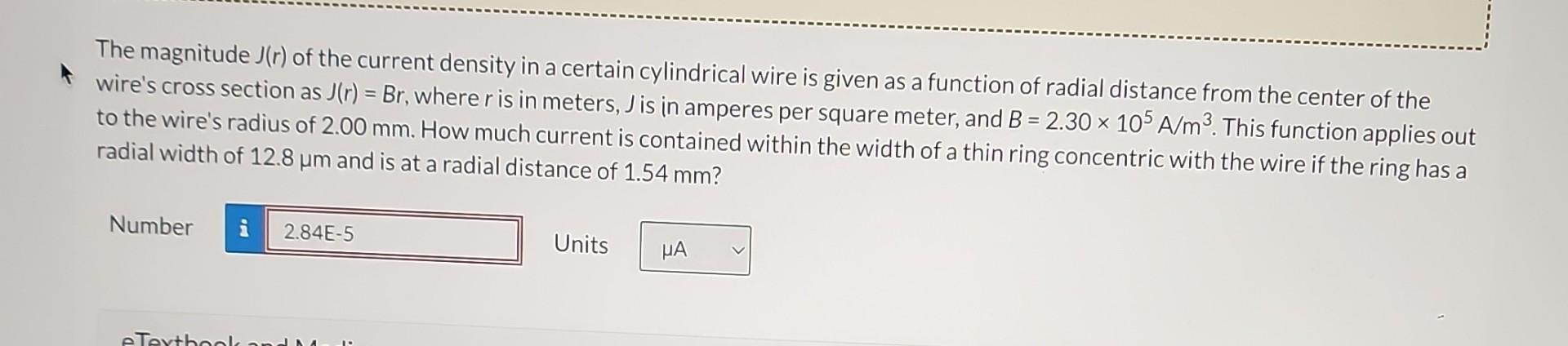 Solved The Magnitude J(r) Of The Current Density In A | Chegg.com