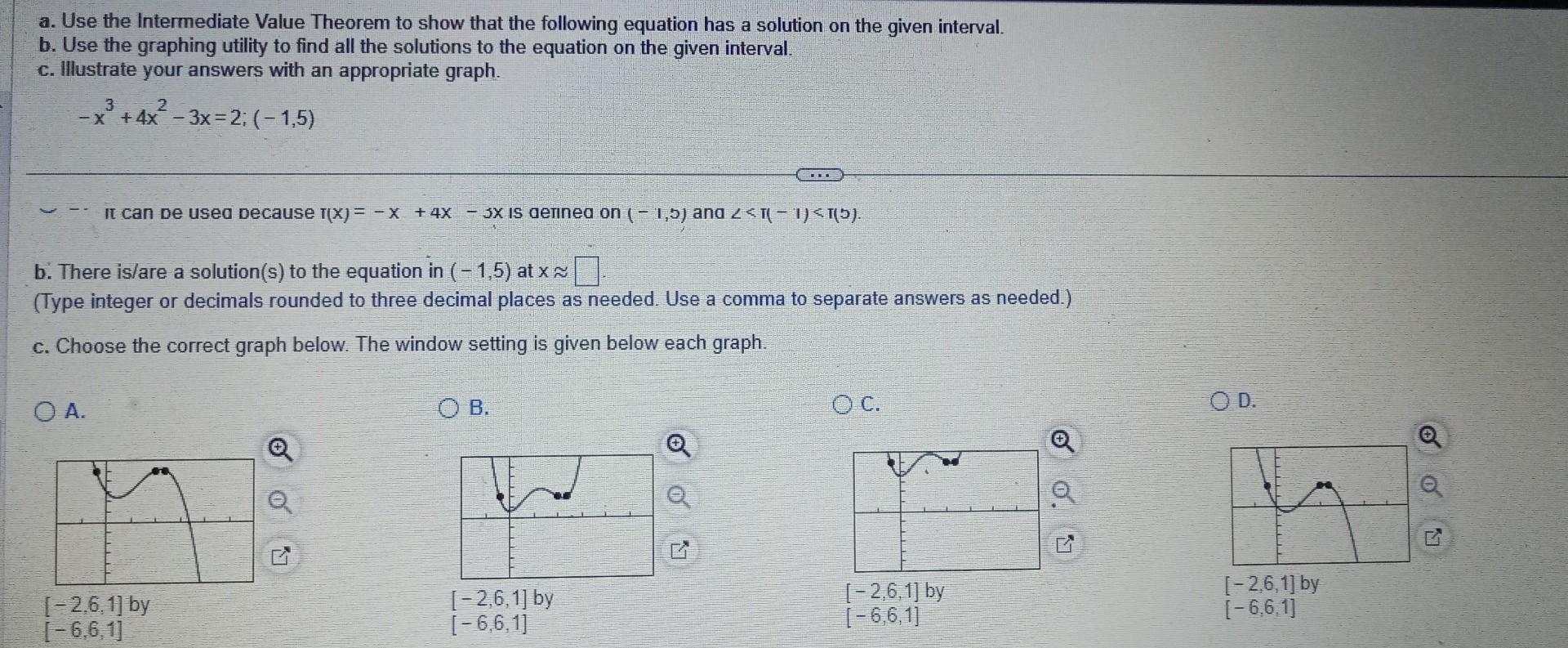 Solved a. Use the Intermediate Value Theorem to show that | Chegg.com