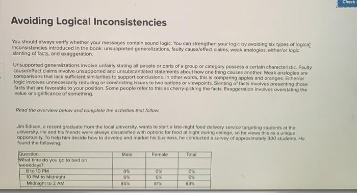 Check Avoiding Logical Inconsistencies You should | Chegg.com