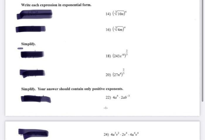 Solved Write each expression in exponential form. 14) (10) | Chegg.com