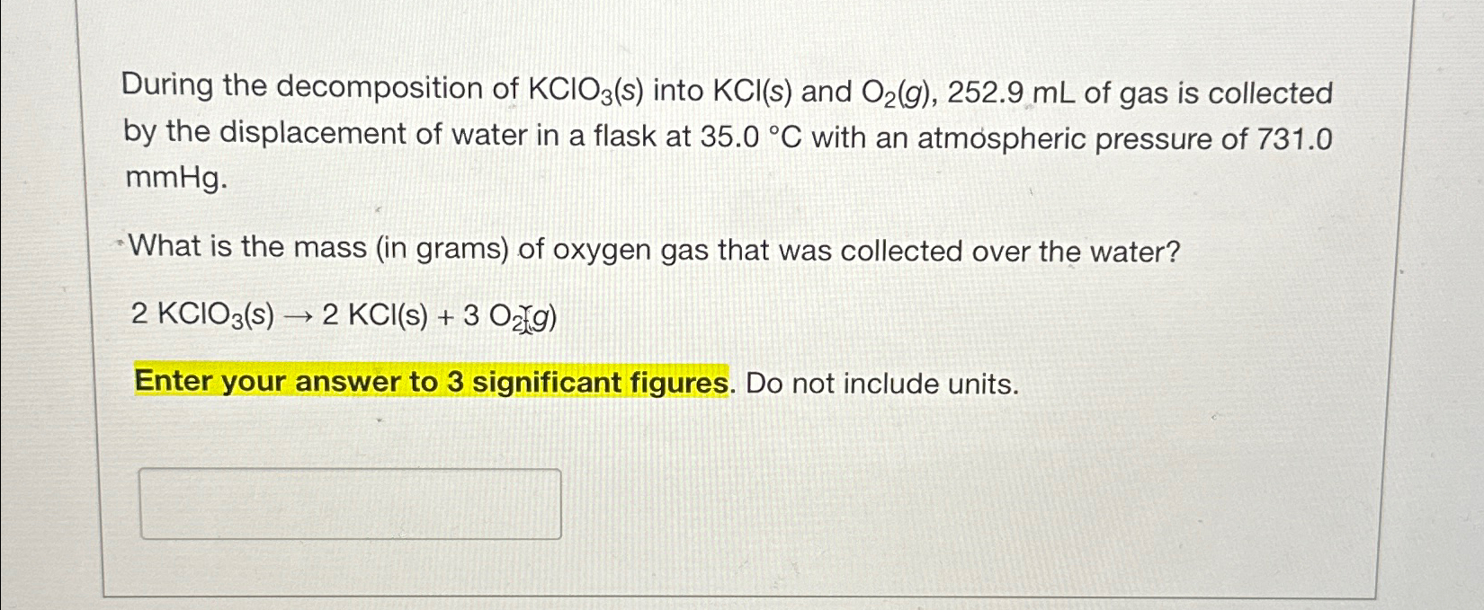 Solved During the decomposition of KClO3(s) ﻿into KCl(s) | Chegg.com