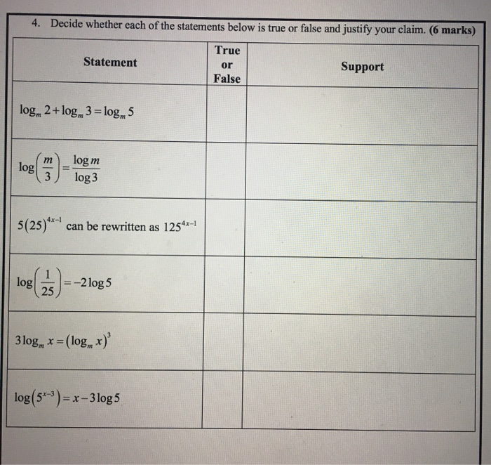 Solved 4. Decide whether each of the statements below is | Chegg.com