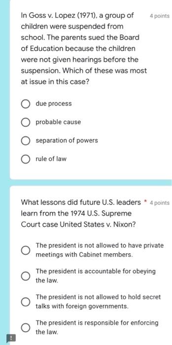 In Goss v. Lopez (1971), a group of children were | Chegg.com
