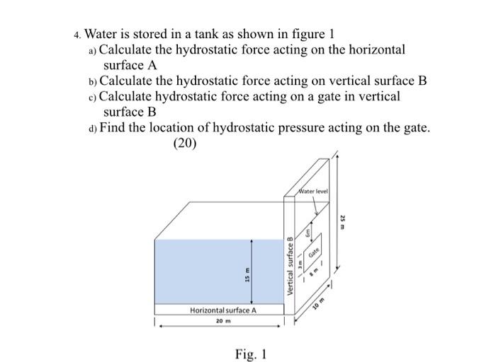 Solved 4. Water is stored in a tank as shown in figure 1 a) | Chegg.com