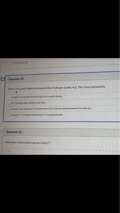 Solved Question 20 Water has a much higher boiling point | Chegg.com