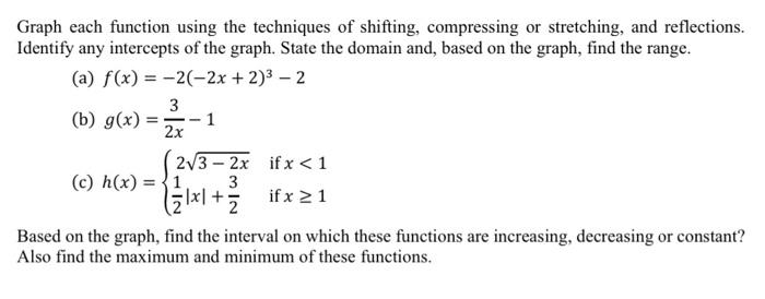 Solved == Graph each function using the techniques of | Chegg.com