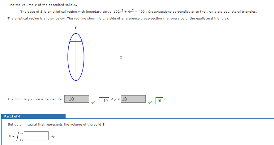Solved Find the volume V ﻿of the described solid S.The base | Chegg.com