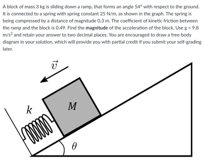 Solved A block of mass 3 kg is sliding down a ramp, that | Chegg.com