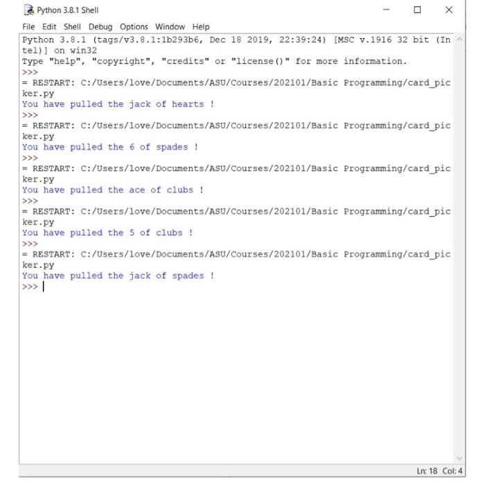 Solved Create A Code Of A Random Card Picker Like Chegg