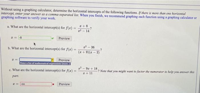 Solved Without using a graphing calculator, determine the | Chegg.com