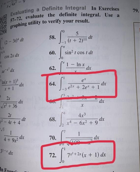 Solved Evaluating a Definite Integral In Exercises 57-72, | Chegg.com