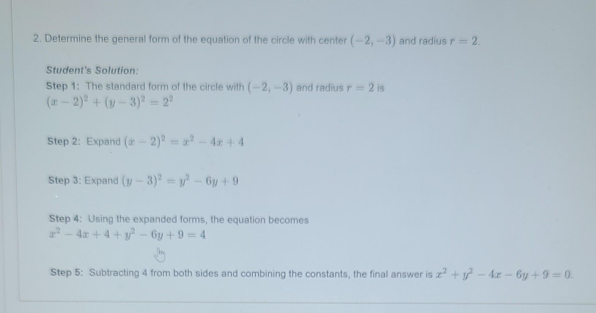 Solved 2. Determine the general form of the equation of the | Chegg.com