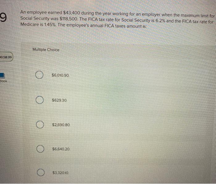 Solved 9 An employee earned 43,400 during the year working