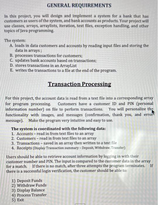 Solved In this project, you will design and implement a | Chegg.com