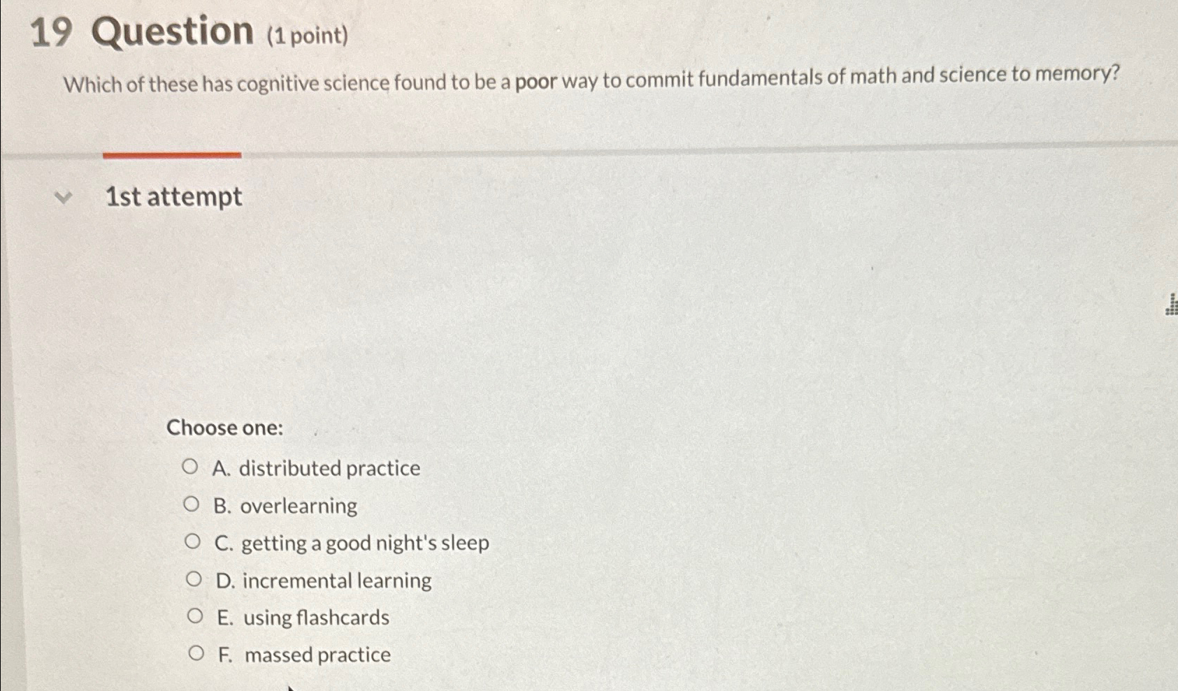 Solved 19 ﻿Question (1 ﻿point)Which of these has cognitive | Chegg.com