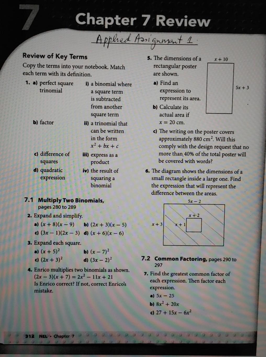 Solved 7 Chapter 7 Review Apphed Assignment 1 Review Of Key Chegg Com
