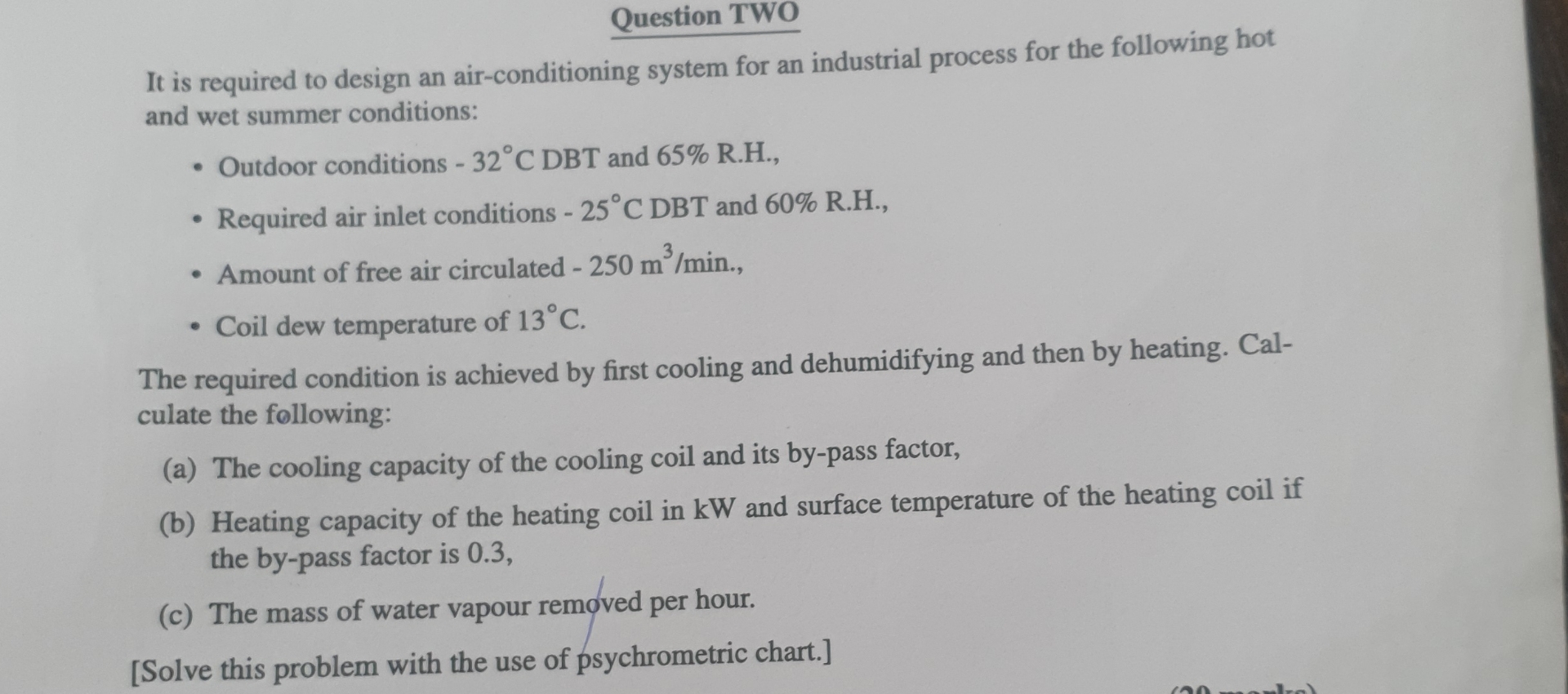 Solved It is required to design an air-conditioning system | Chegg.com