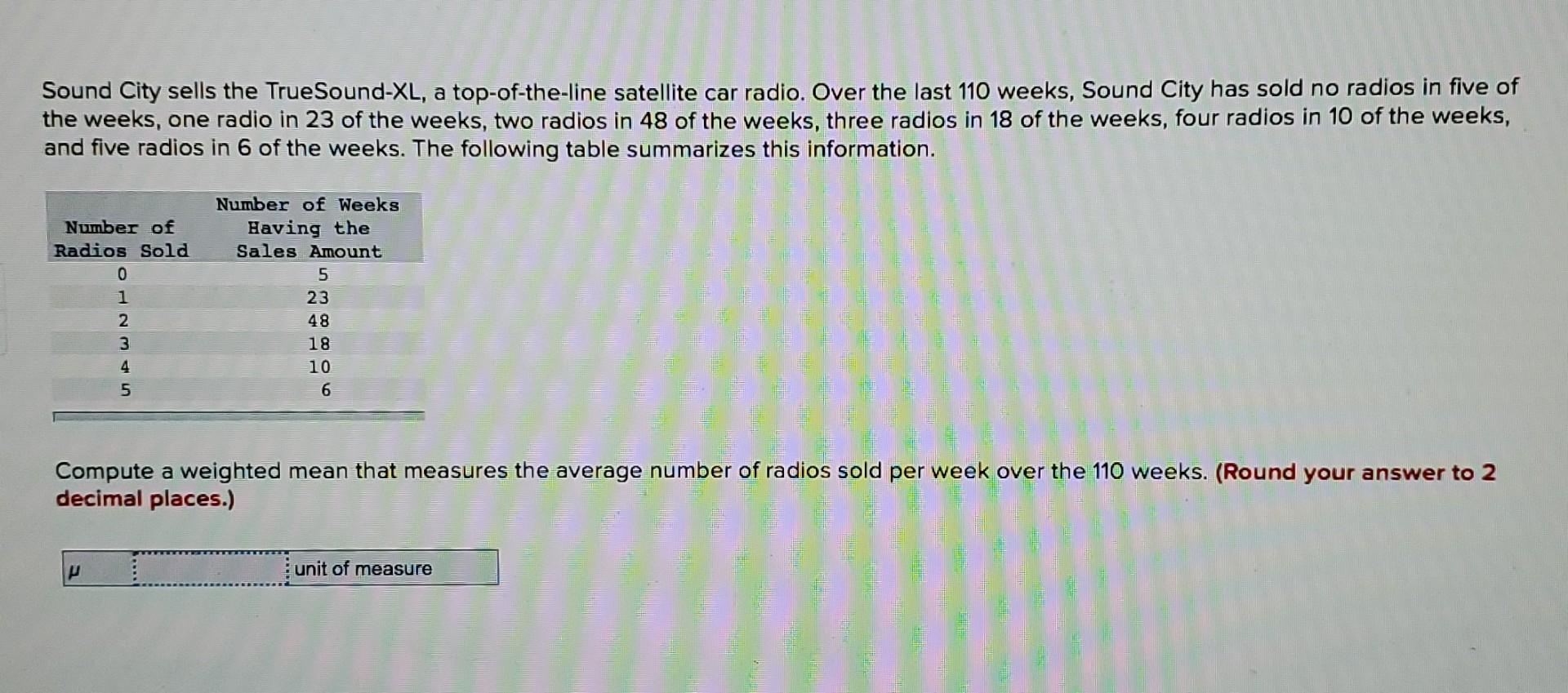 Solved Sound City sells the TrueSoundXL, a topoftheline