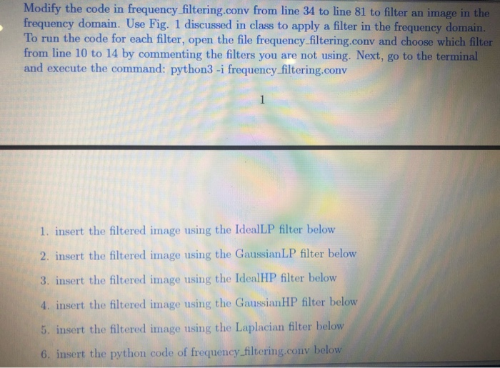 Modify the code in frequency filtering.conv from line | Chegg.com