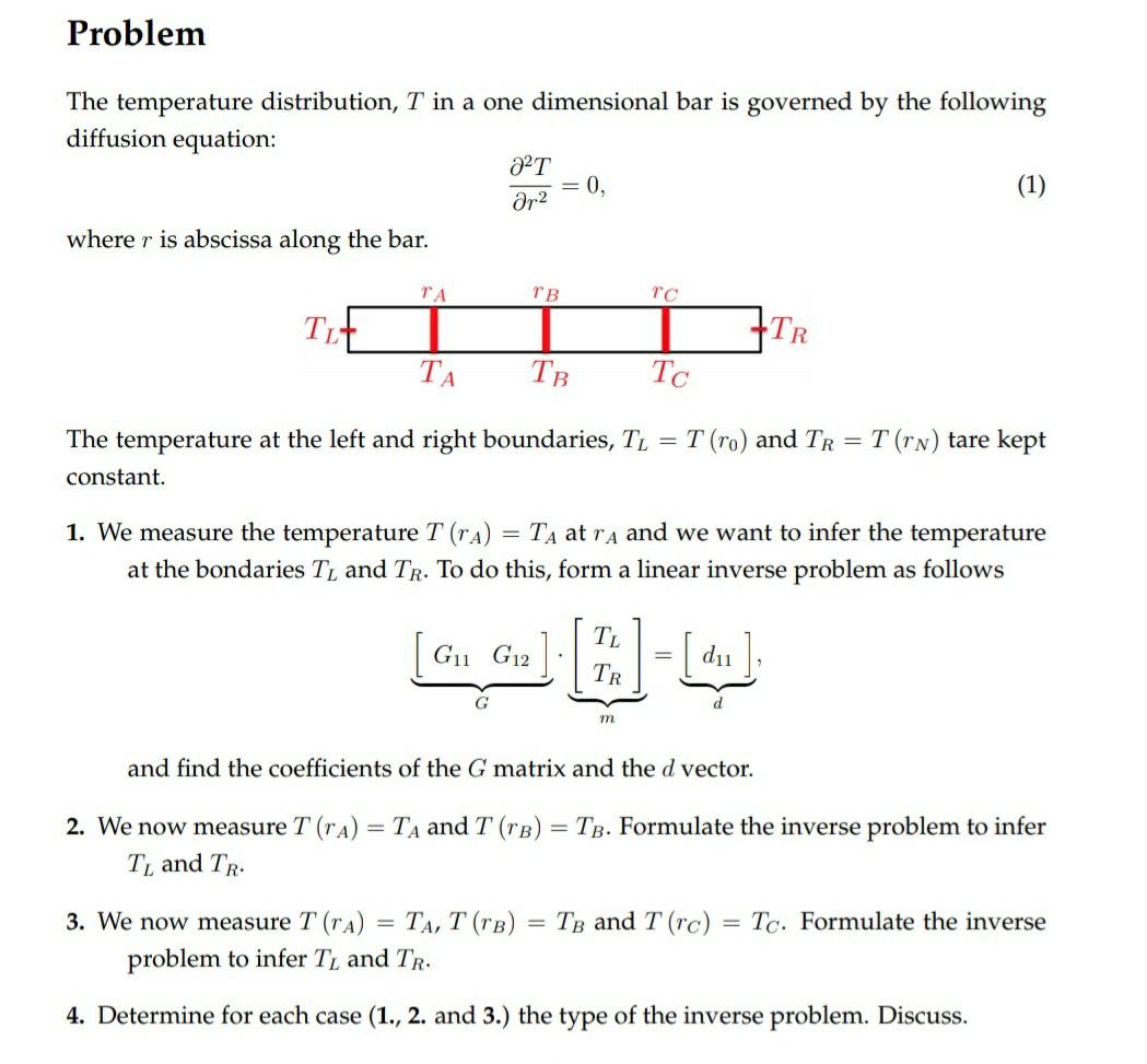 Solved Problem The temperature distribution, T in a one | Chegg.com