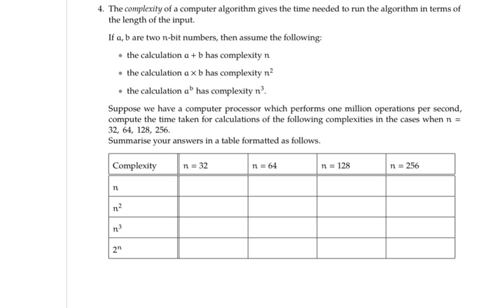 Solved 4. The complexity of a computer algorithm gives the | Chegg.com